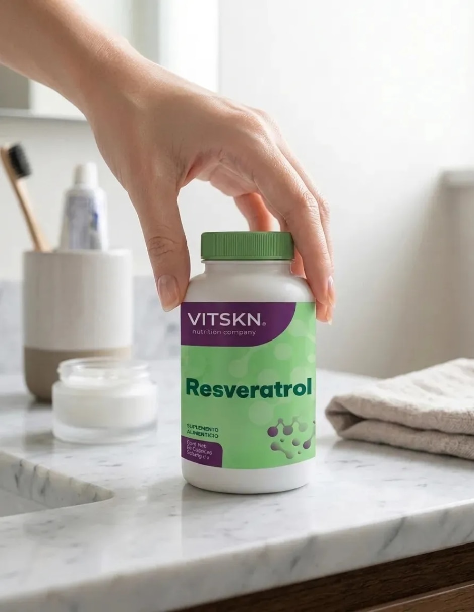Resveratrol 60 Cápsulas VitSkn 550mg con Resveratrol sabor Sin sabor de 4