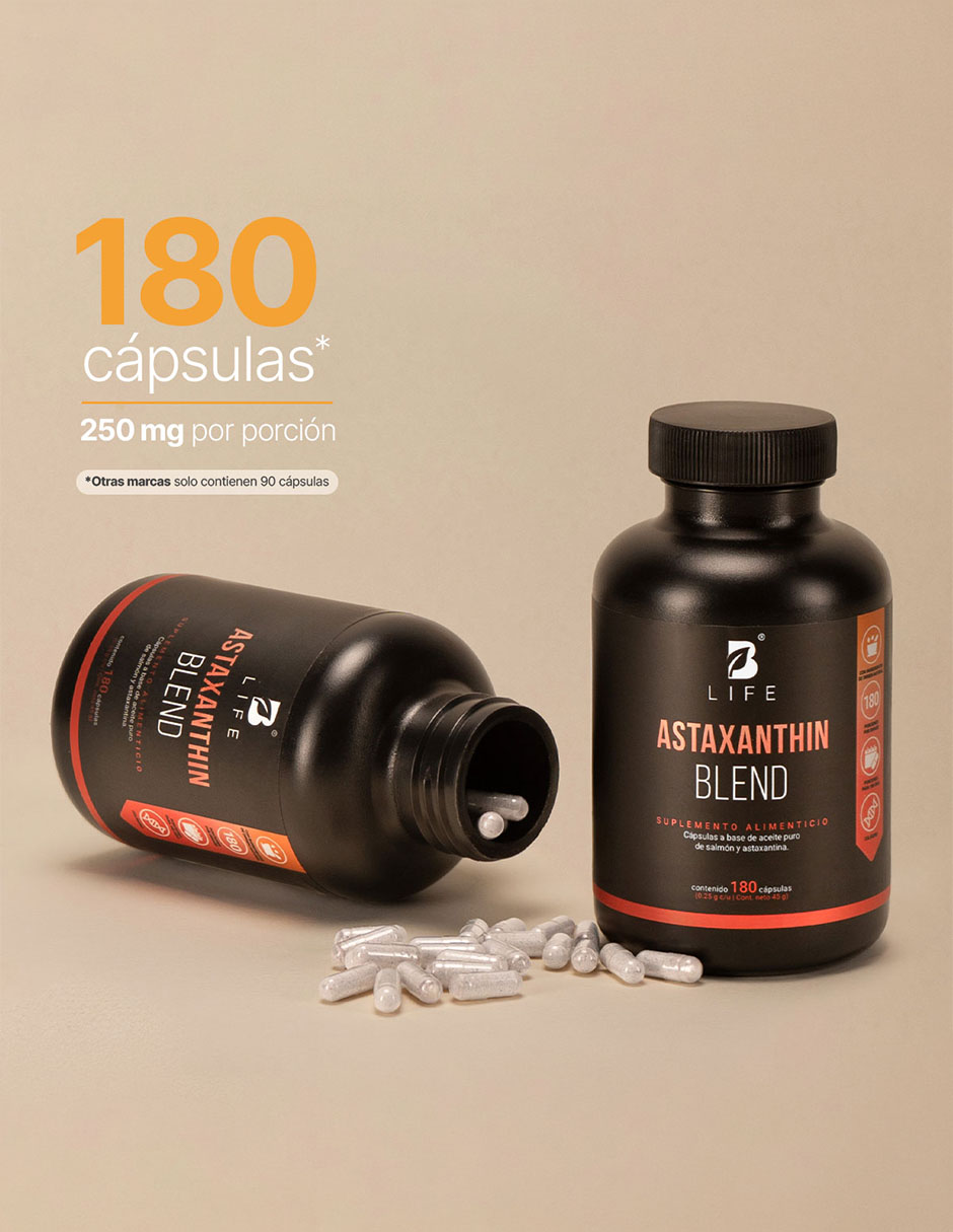 Astaxanthin Blend con Astaxantina y Aceite puro de Salmón de 180 cápsulas B LIFE con Astaxantina sabor Sin sabor de 3