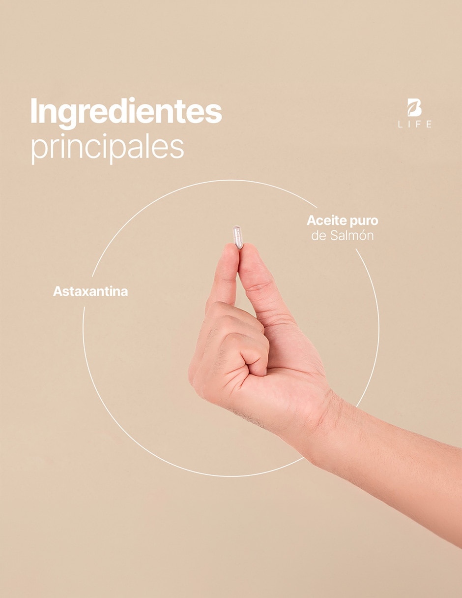 Astaxanthin Blend con Astaxantina y Aceite puro de Salmón de 180 cápsulas B LIFE con Astaxantina sabor Sin sabor de 5
