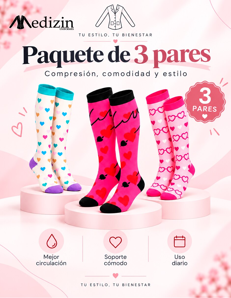 Calceta compresión y elastano para 3 pares 3