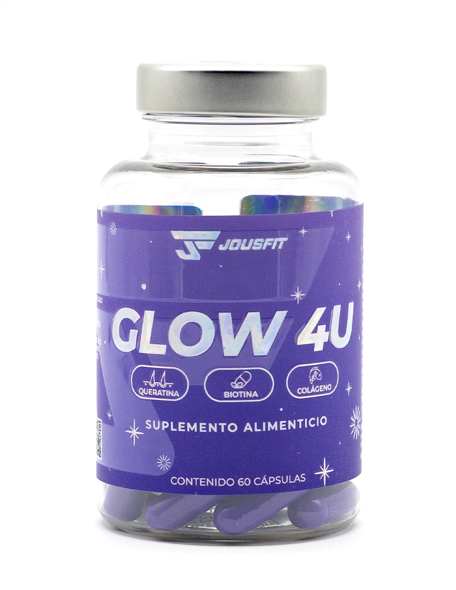 Glow4U con colágeno vitamina E queratina biotina y creatina de 60 cápsulas