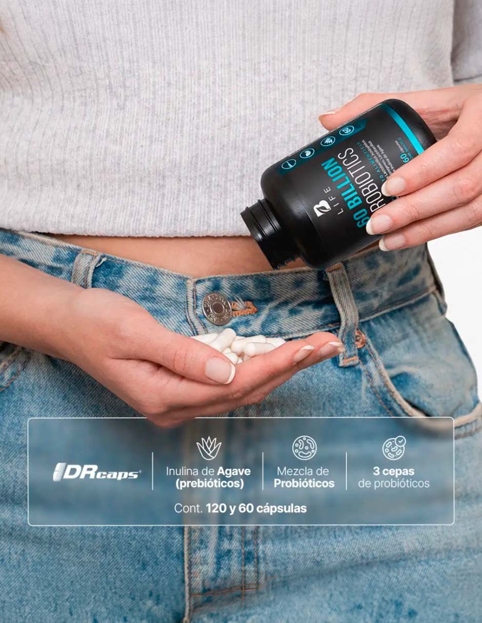 60 Billion Probiotics con 60 Billones de Probióticos e Inulina de Agave con 120 cápsulas B LIFE con Lactobacillus acidophilus Lactobacillus sporegenes Lactobacillus rhamnosus inulina de agave sabor Sin sabor de 2