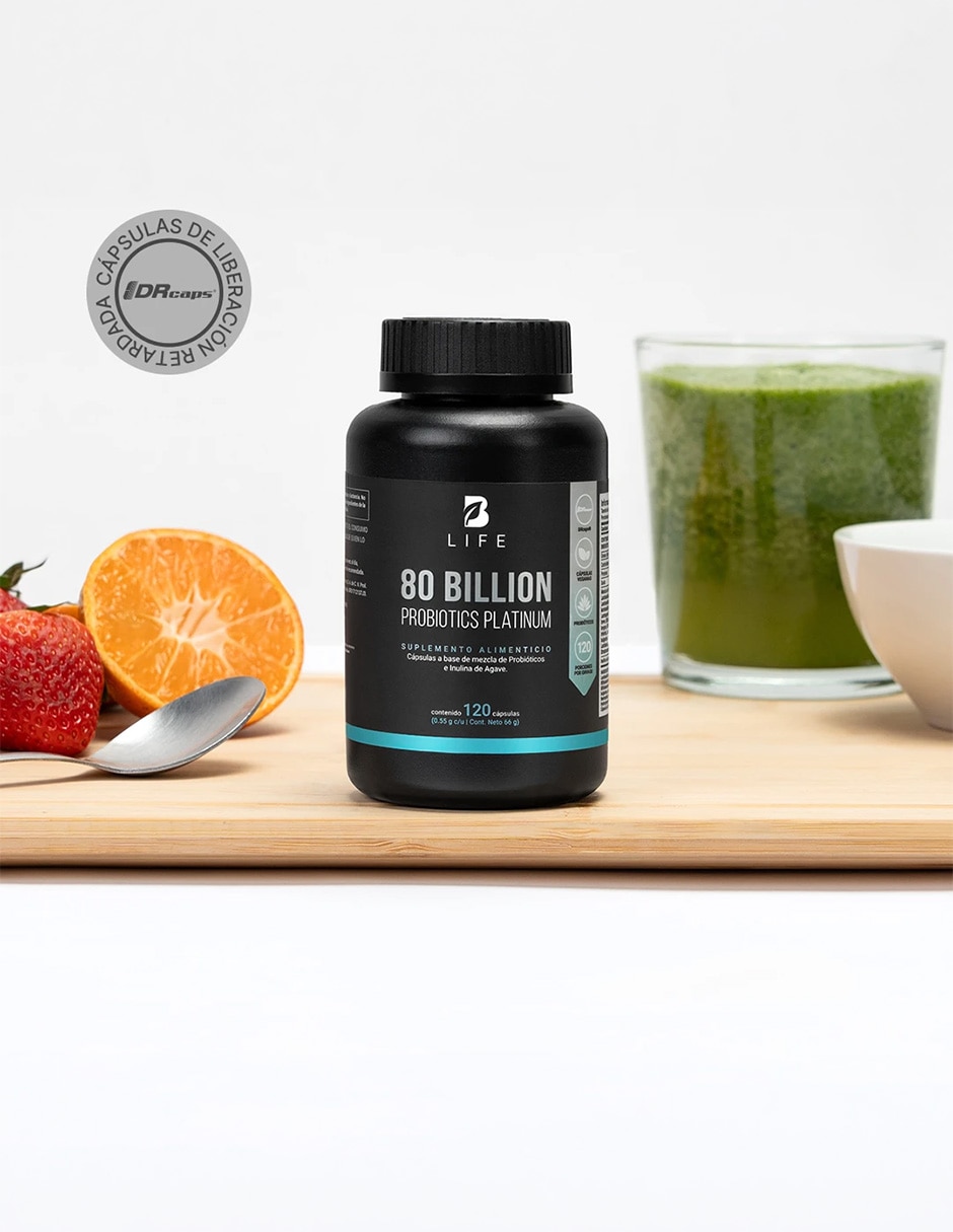 80 Billion Probiotics con 80 Billones de Probióticos y 11 cepas de 120 cápsulas B LIFE con Lactobacillus acidophilus Lactobacillus sporegenes Lactobacillus rhamnosus inulina de agave sabor Sin sabor de 2