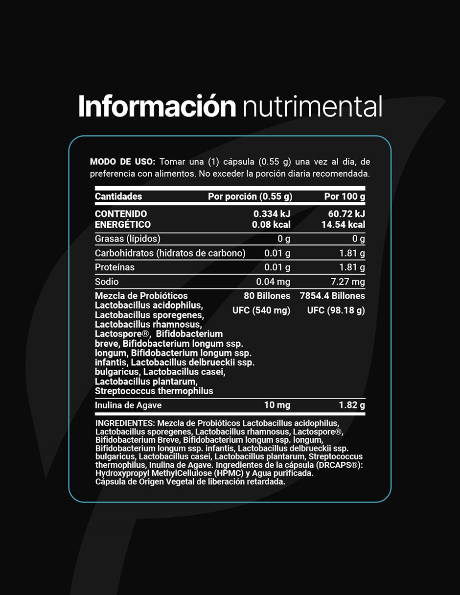 80 Billion Probiotics con 80 Billones de Probióticos y 11 cepas de 120 cápsulas B LIFE con Lactobacillus acidophilus Lactobacillus sporegenes Lactobacillus rhamnosus inulina de agave sabor Sin sabor de 7