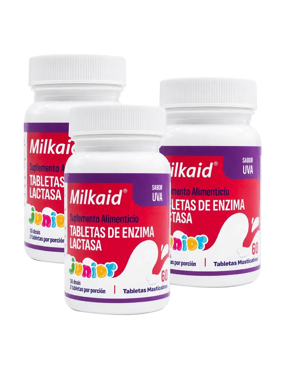 3 Pack de Enzima Lactasa Junior suplemento alimenticio tabletas 3 Pack de Enzima Lactasa Junior suplemento alimenticio tabletas