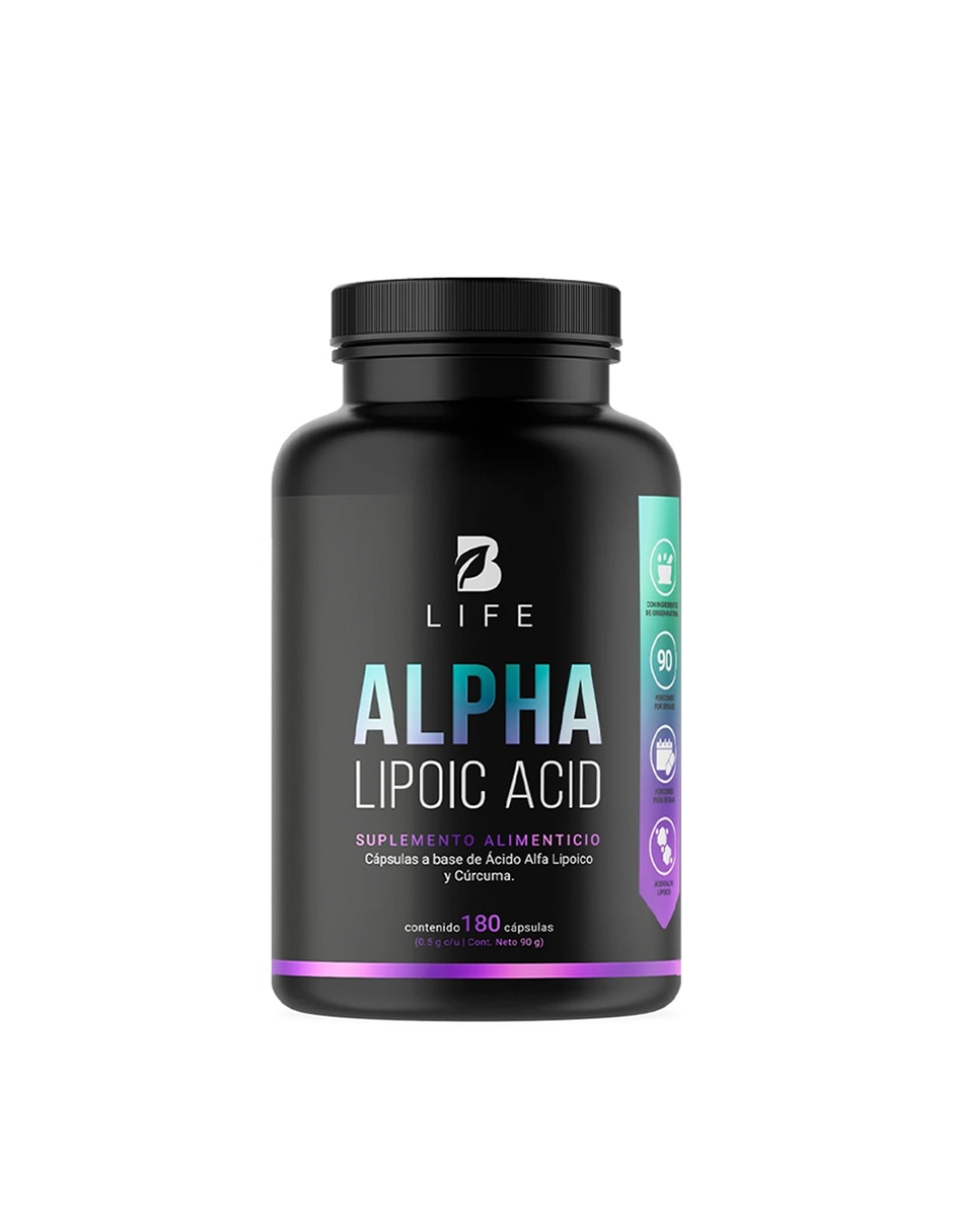 Alpha Lipoic Acid con Ácido Alfa lipoico Potenciado con Cúrcuma de 180 cápsulas B LIFE con Ácido Alfa Lipoico sabor Sin sabor de Alpha Lipoic Acid con Ácido Alfa lipoico Potenciado con Cúrcuma de 180 cápsulas B LIFE con Ácido Alfa Lipoico sabor Sin sabor de