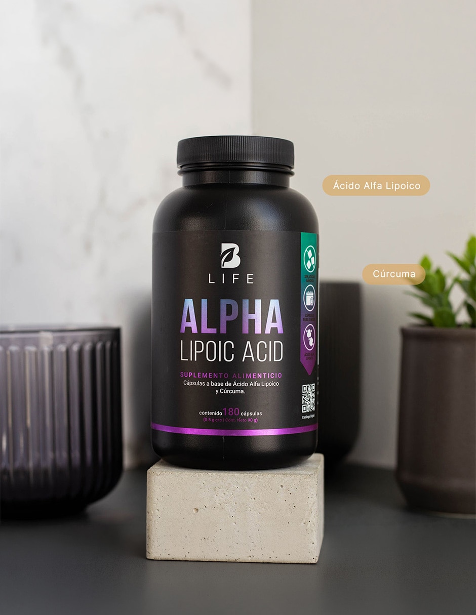 Alpha Lipoic Acid con Ácido Alfa lipoico Potenciado con Cúrcuma de 180 cápsulas B LIFE con Ácido Alfa Lipoico sabor Sin sabor de 4