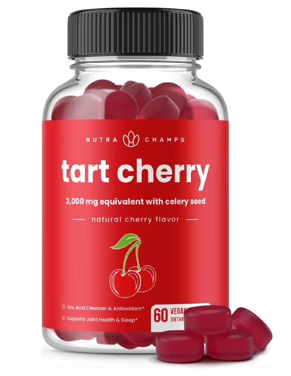 NutraChamps Tart Cherry Bienestar Antioxidante 60 Gomitas con Semilla de apio sabor Cereza de