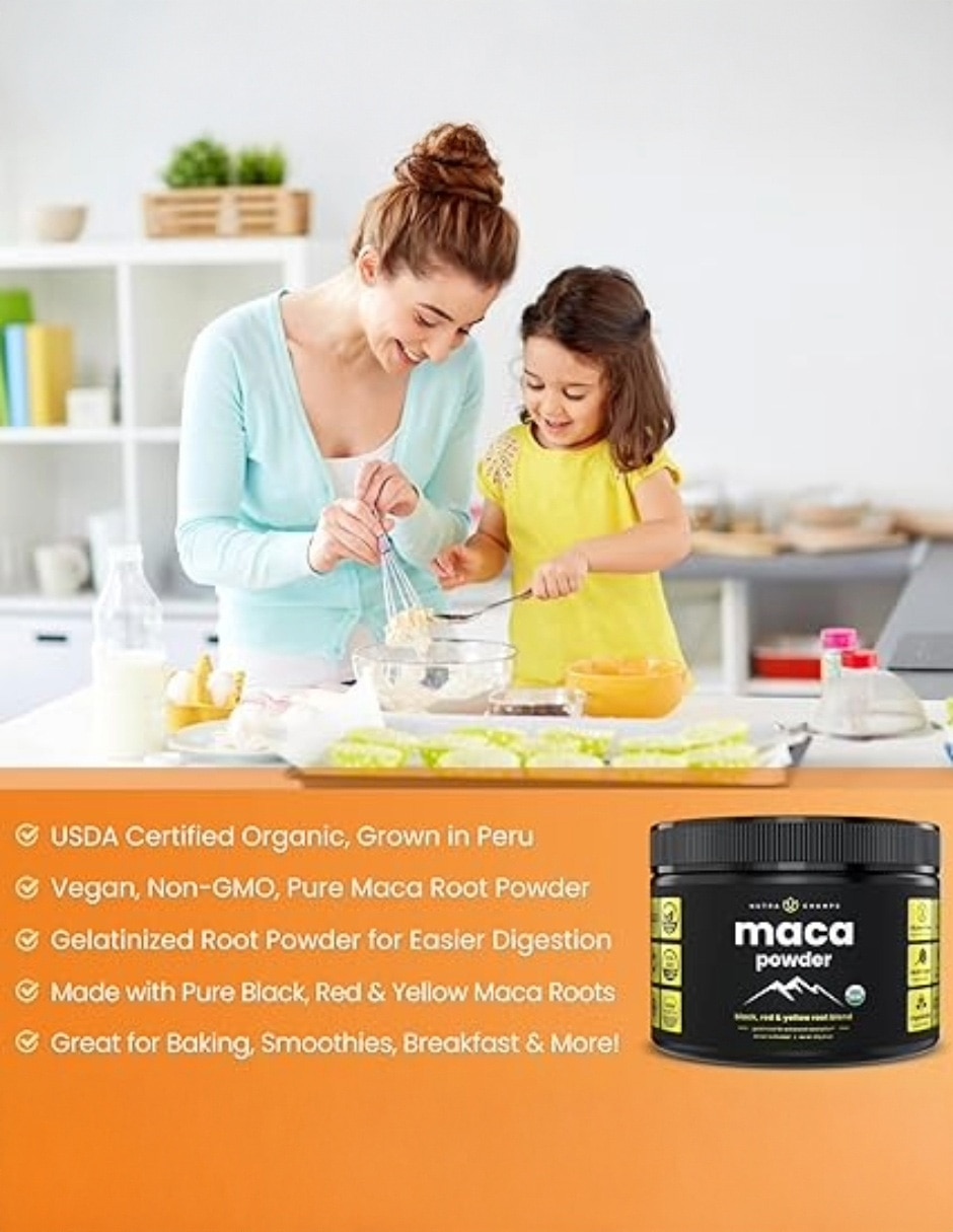 NutraChamps Maca Orgánica en Polvo Bienestar General 227 g con Maca amarilla sabor Maca de 2