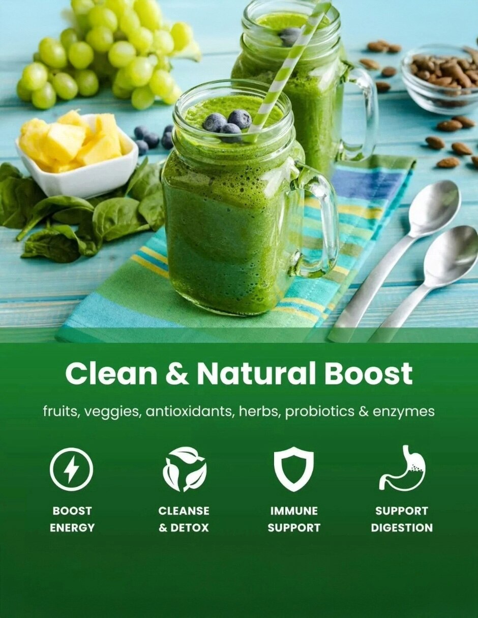 NutraChamps Super Greens Bienestar Digestivo Berry 258 g con Probióticos sabor Berry de 4