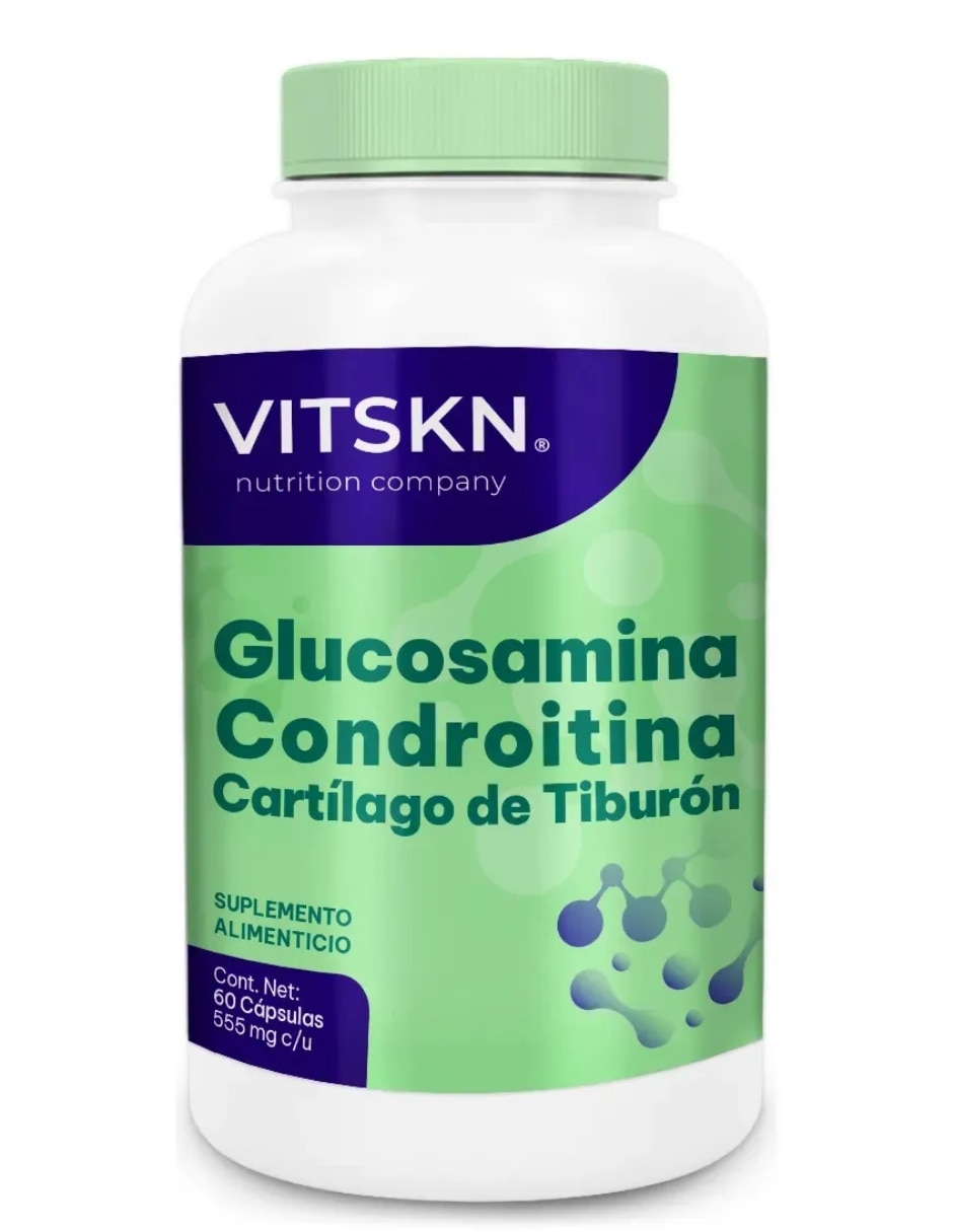 Glucosamina Condroitina Cartílago Tiburón 60 Cápsulas VitSkn Sin Sabor con Glucosamina y condroitina sabor Sin sabor de Glucosamina Condroitina Cartílago Tiburón 60 Cápsulas VitSkn Sin Sabor con Glucosamina y condroitina sabor Sin sabor de