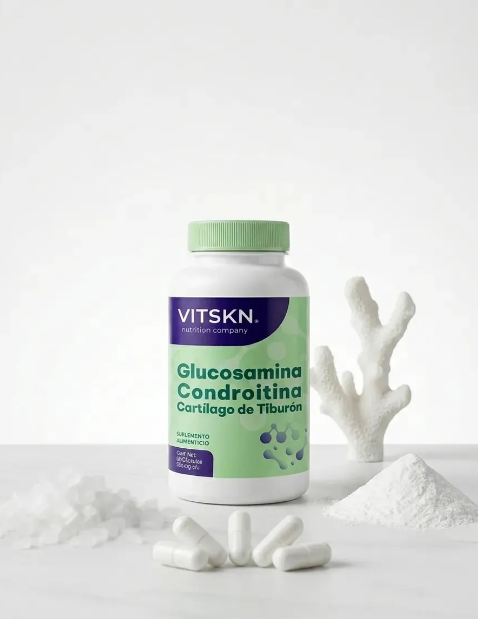Glucosamina Condroitina Cartílago Tiburón 60 Cápsulas VitSkn Sin Sabor con Glucosamina y condroitina sabor Sin sabor de 2