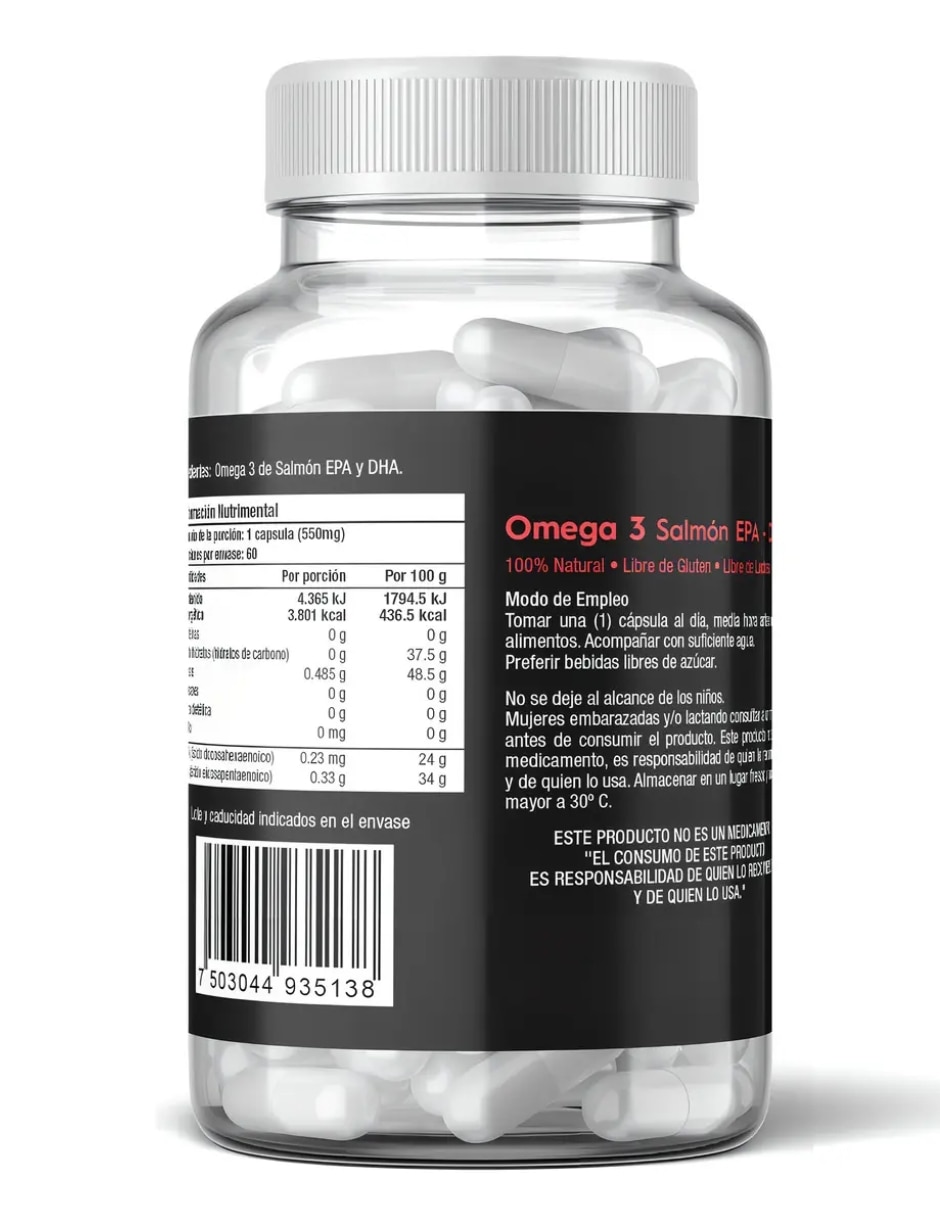 Omega 3 VitSkn Salmon EPA DHA 60 Capsulas Sin Sabor con Omega 3 con EPA y DHA sabor Sin sabor de 4