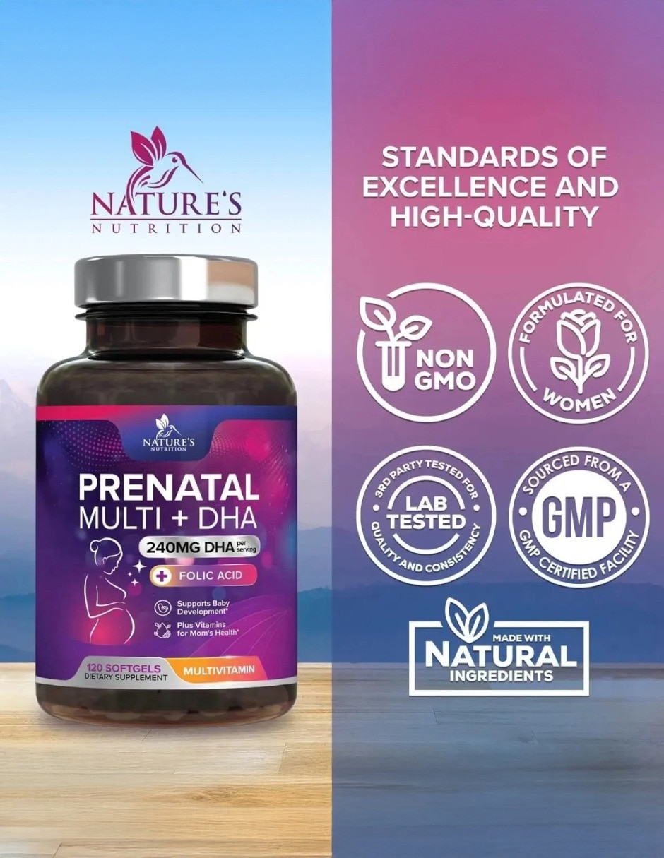 Nature’s Nutrition Prenatal DHA Bienestar Femenino 120 Softgels con Aceite de pescado EPAX (EPA y DHA) sabor Sin sabor de 4