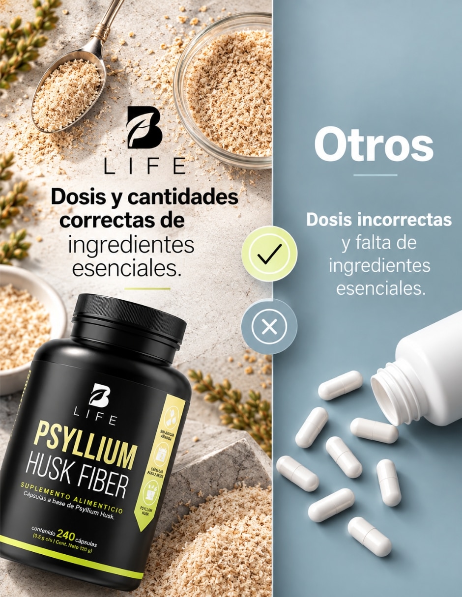 Psyllium husk fiber Suplemento alimenticio Cápsulas 5