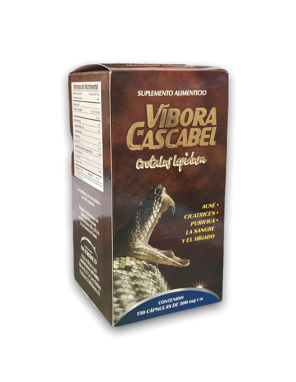Vibora de Cascabel 150 capsulas NUTRIMED con Mezcla de hierbas sabor Sin sabor de 2
