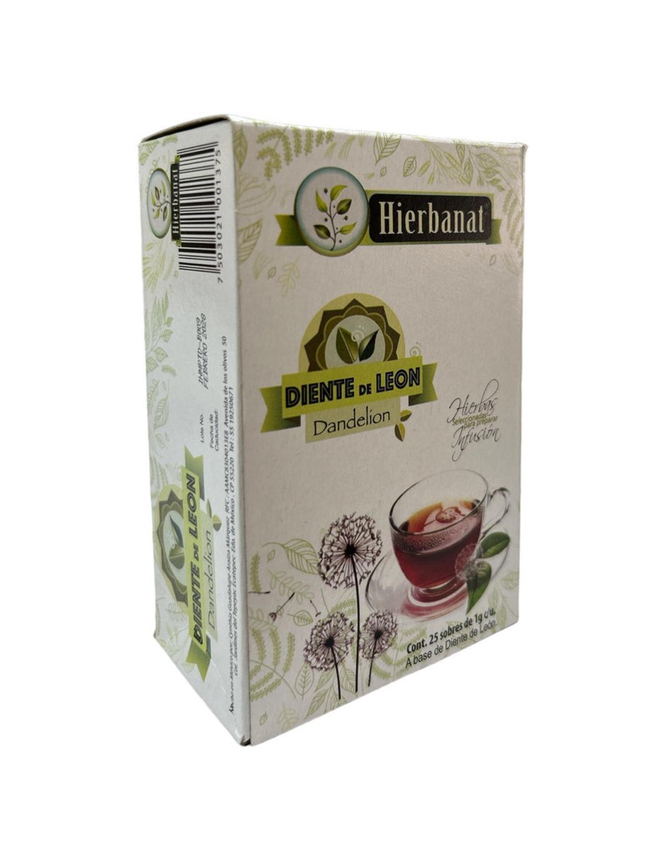 Te de Diente de Leon 25 sobres HIERBANAT con Hoja de Diente de León sabor Herbal de 2