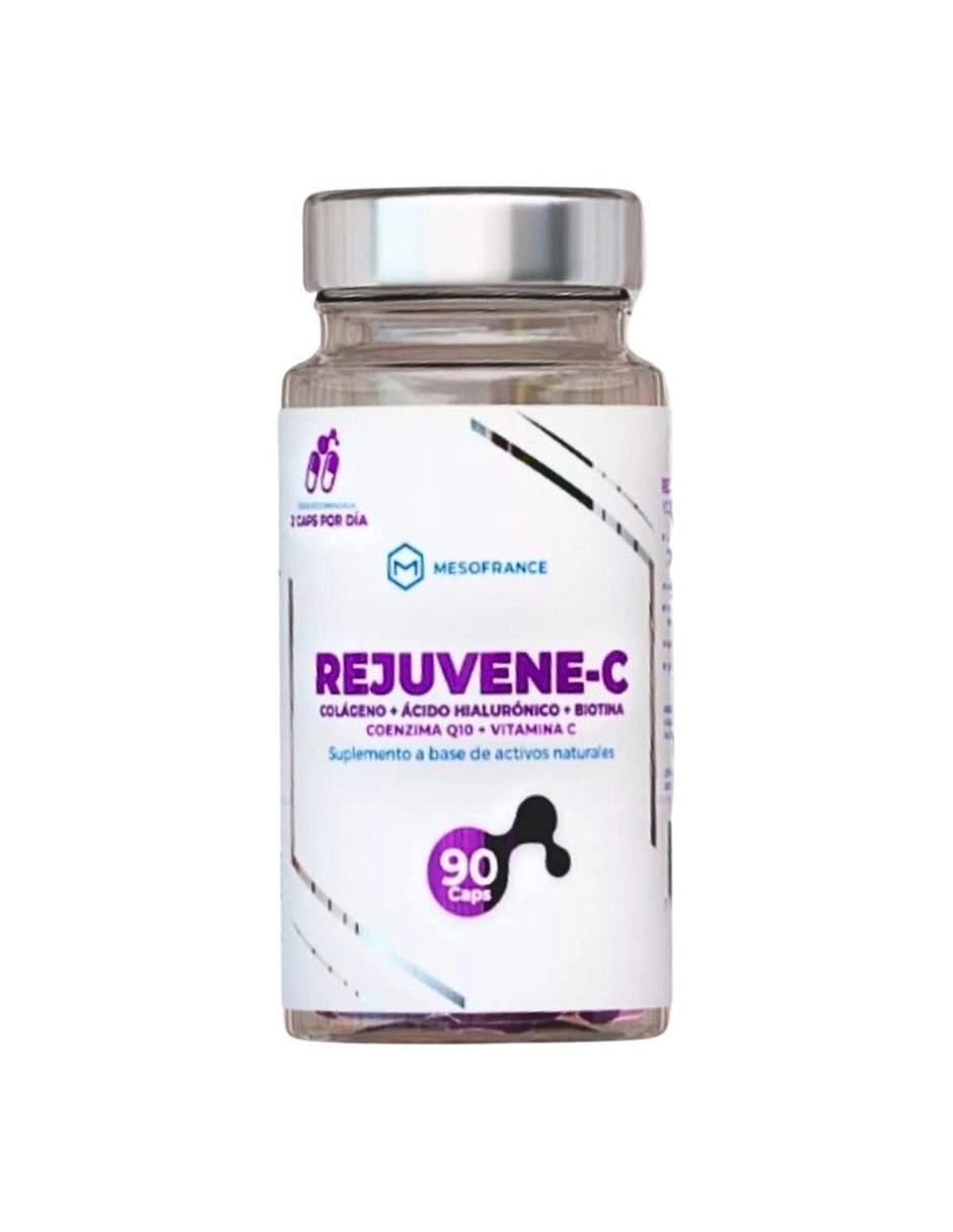 Rejuvene-c Colageno A. Hialuronico Biotina 90 Cap MESOFRANCE con Colageno Hidrolizado tipo II Ácido Hialurónico y Biotina sabor Sin sabor de