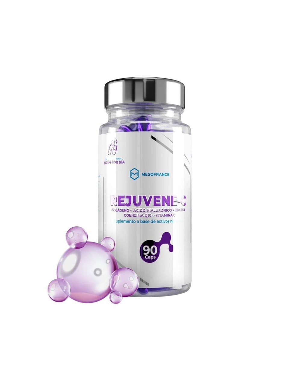 Rejuvene-c Colageno A. Hialuronico Biotina 90 Cap MESOFRANCE con Colageno Hidrolizado tipo II Ácido Hialurónico y Biotina sabor Sin sabor de 2