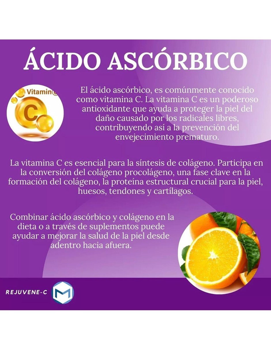 Rejuvene-c Colageno A. Hialuronico Biotina 90 Cap MESOFRANCE con Colageno Hidrolizado tipo II Ácido Hialurónico y Biotina sabor Sin sabor de 8