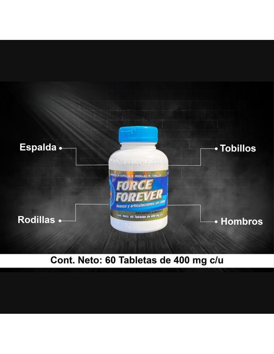 For-ce Forever Suplemento Articular Tapa Azul 60 Tabletas 400mg con Mezcla de hierbas sabor Sin sabor de 2