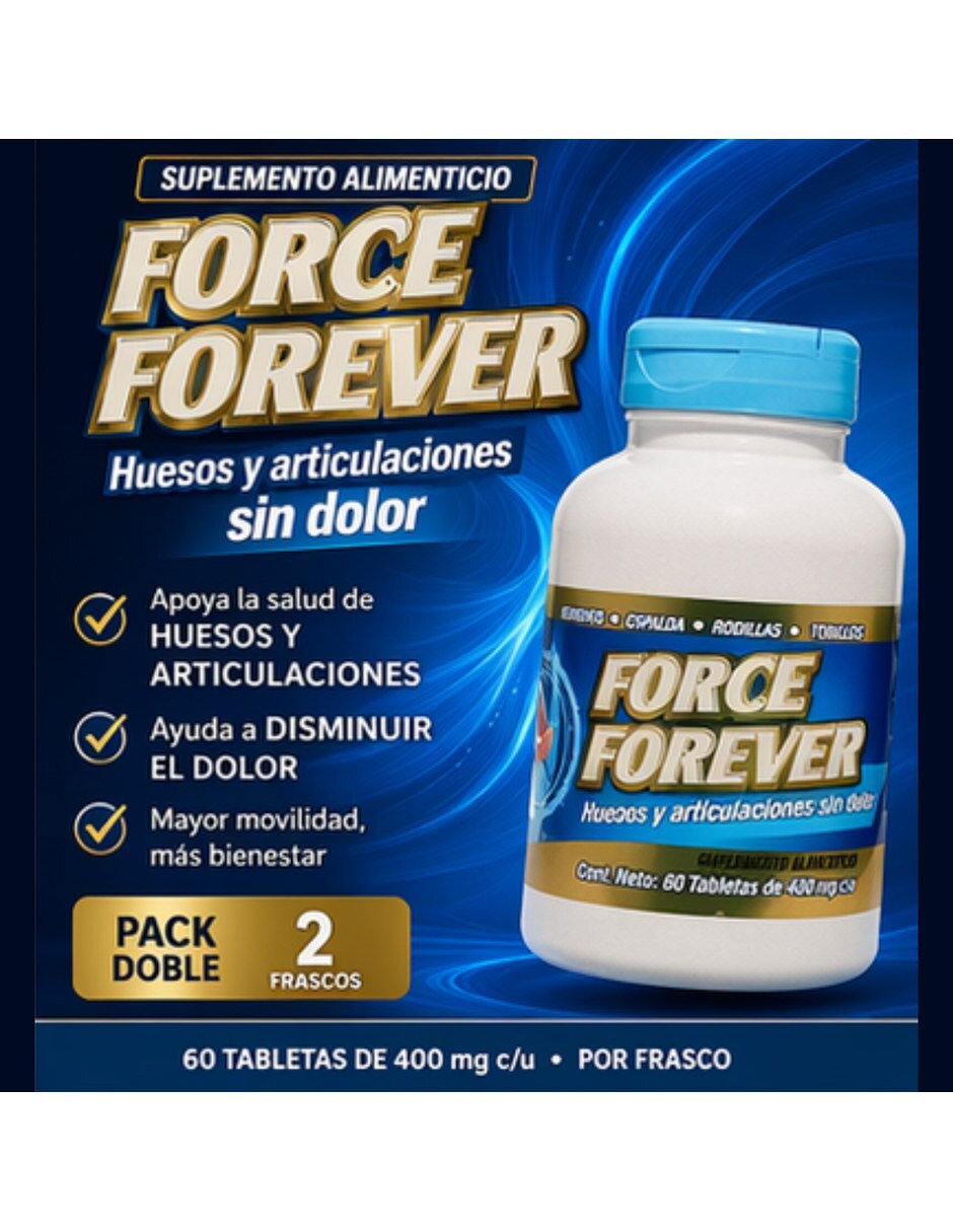 For-ce Forever Suplemento Articular Tapa Azul 60 Tabletas 400mg con Mezcla de hierbas sabor Sin sabor de 4