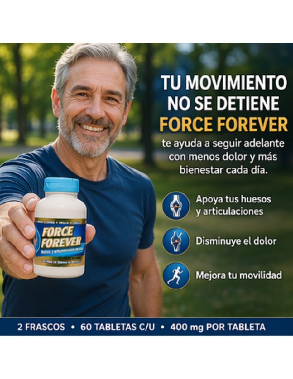 For-ce Forever Suplemento Articular Tapa Azul 60 Tabletas 400mg con Mezcla de hierbas sabor Sin sabor de 8