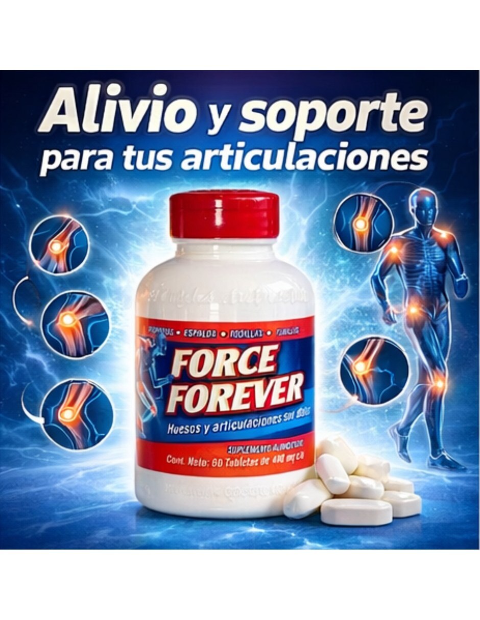 For-ce Forever Suplemento Huesos Articulaciones 60 Tabletas 400mg con Mezcla de hierbas sabor Sin sabor de 5