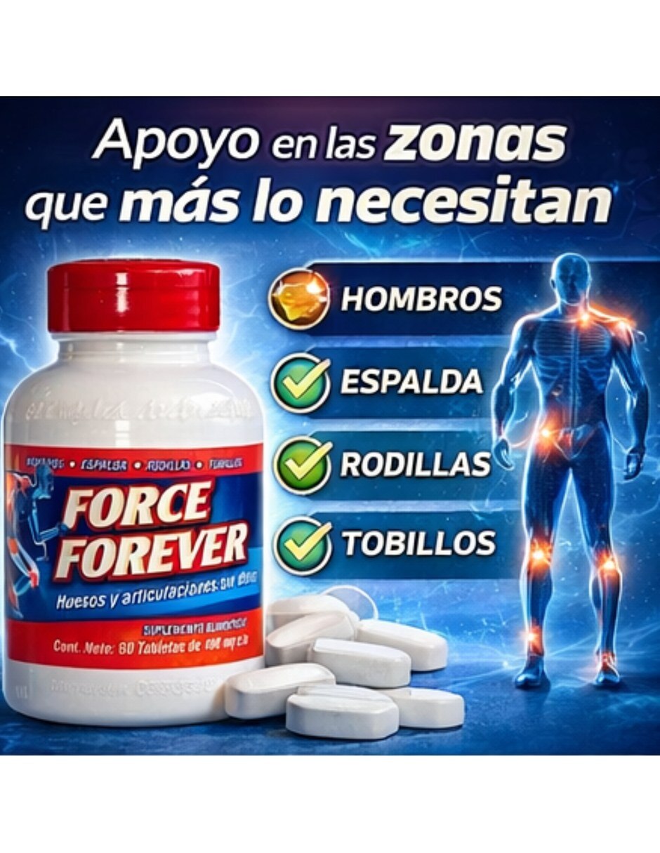 For-ce Forever Suplemento Huesos Articulaciones 60 Tabletas 400mg con Mezcla de hierbas sabor Sin sabor de 7