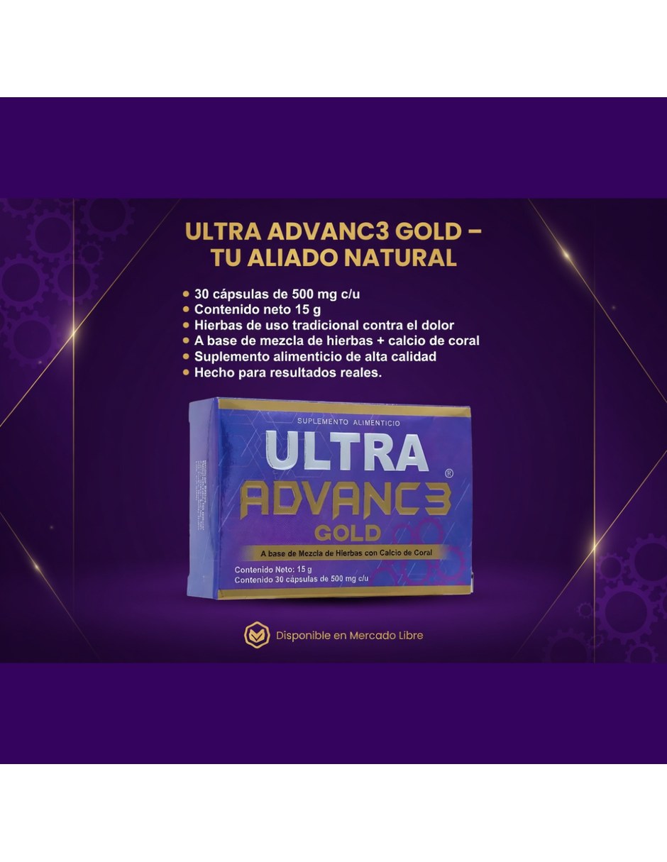 Ultra Advance Gold Alivio para Articulaciones y Huesos con Mezcla de hierbas sabor Sin sabor de 5