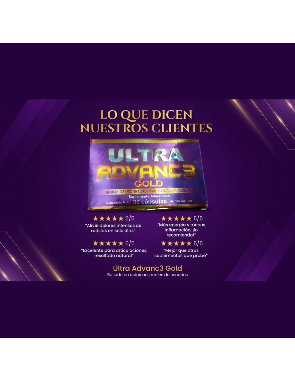 Ultra Advance Gold Alivio para Articulaciones y Huesos con Mezcla de hierbas sabor Sin sabor de 9