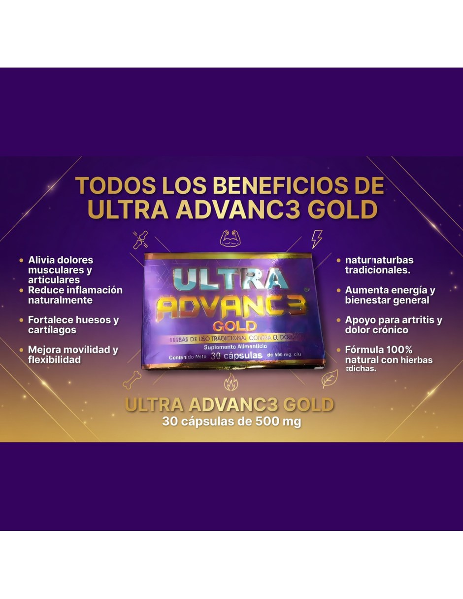 Ultra Advance Gold Alivio para Articulaciones y Huesos con Mezcla de hierbas sabor Sin sabor de 10