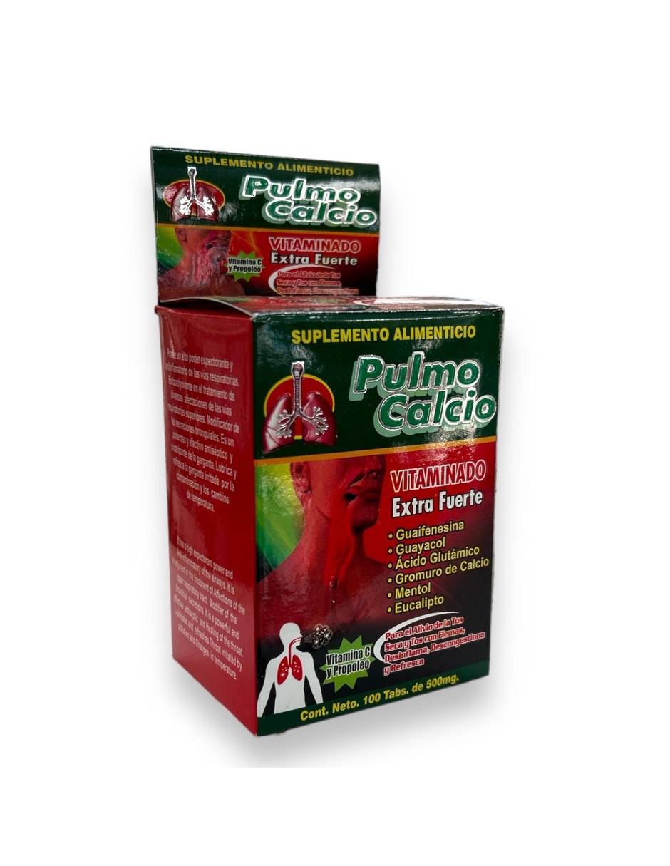 Pulmo Calcio 100 tabletas LA FUERZA DE LA SALUD con Calcio sabor Sin sabor de
