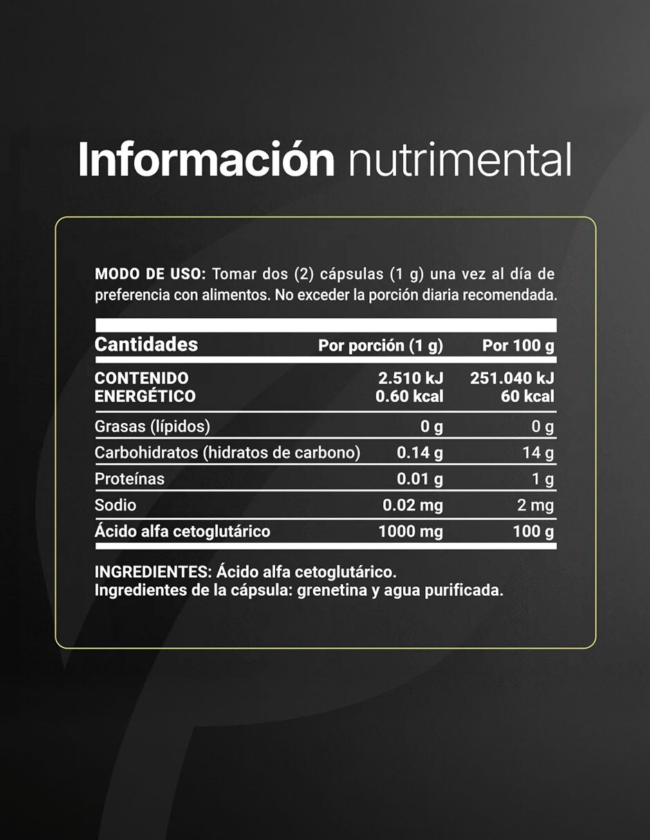 AKG Blend con acido alfa-cetoglutárico de 180 cápsulas 7