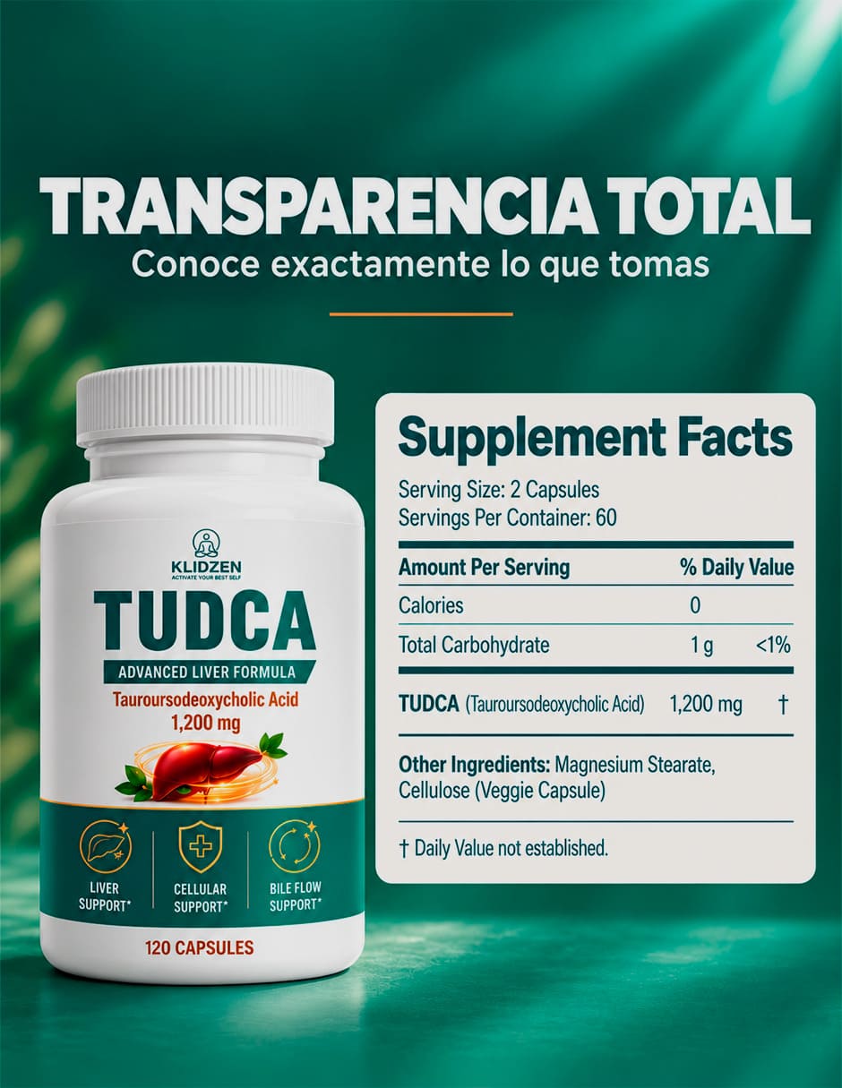 TUDCA 1200 mg Apoyo Hepático Flujo Biliar de 120 cápsulas 3