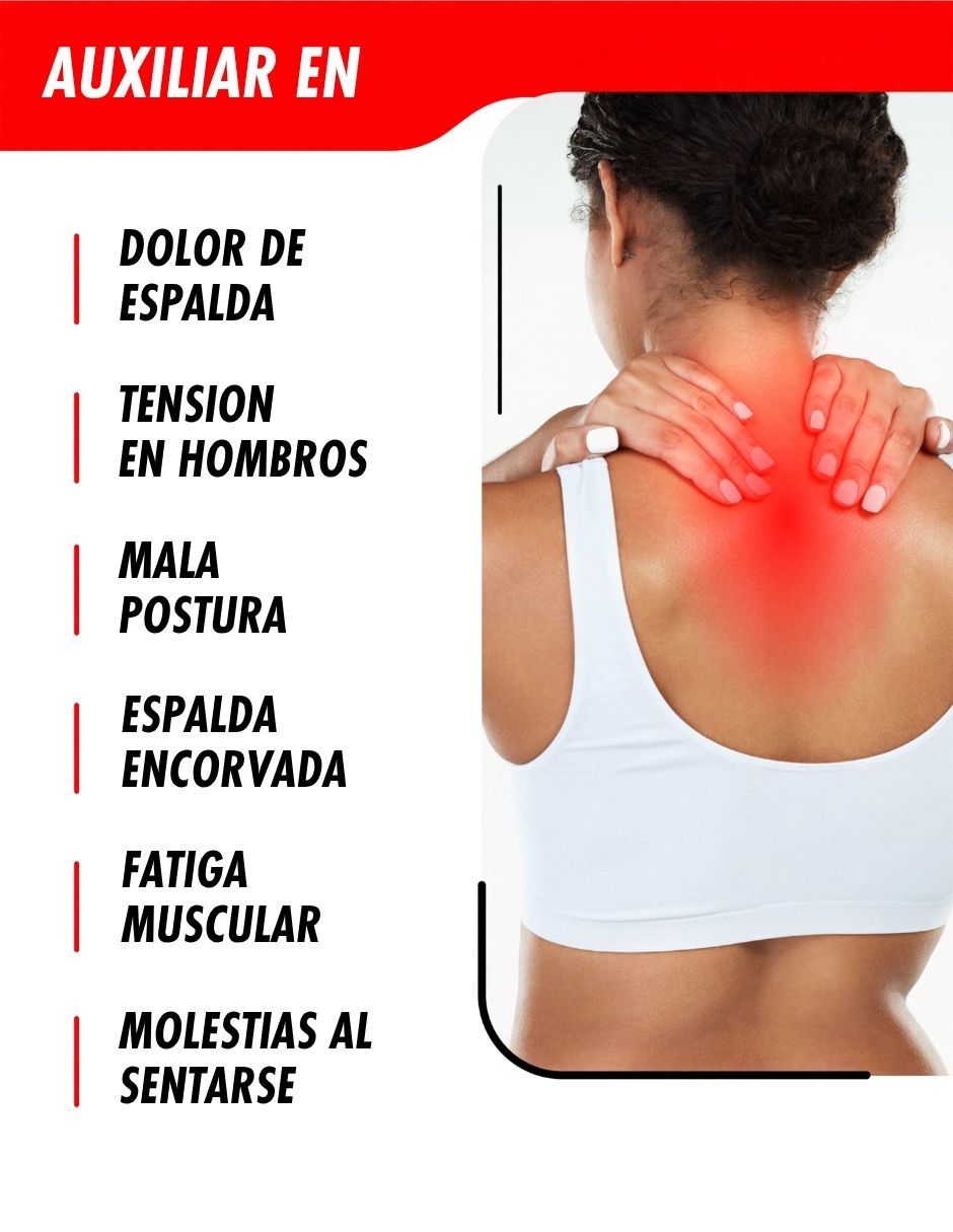 Faja espalda media superior con compresión media unisex 3