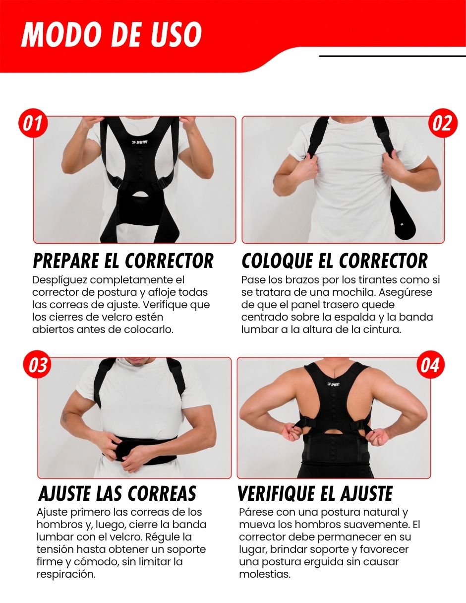 Faja espalda media superior con compresión media unisex 6