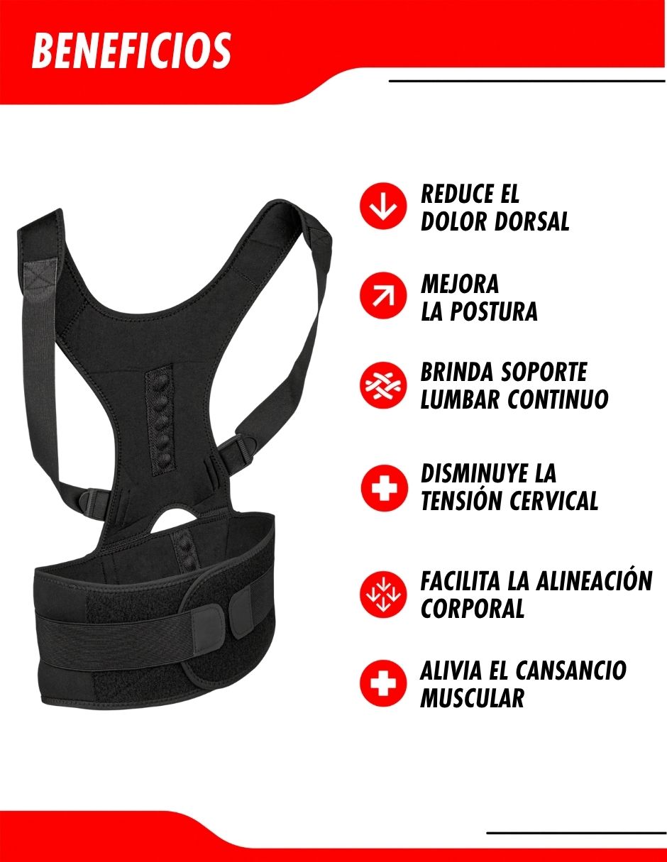 Faja espalda media superior con compresión media unisex 7