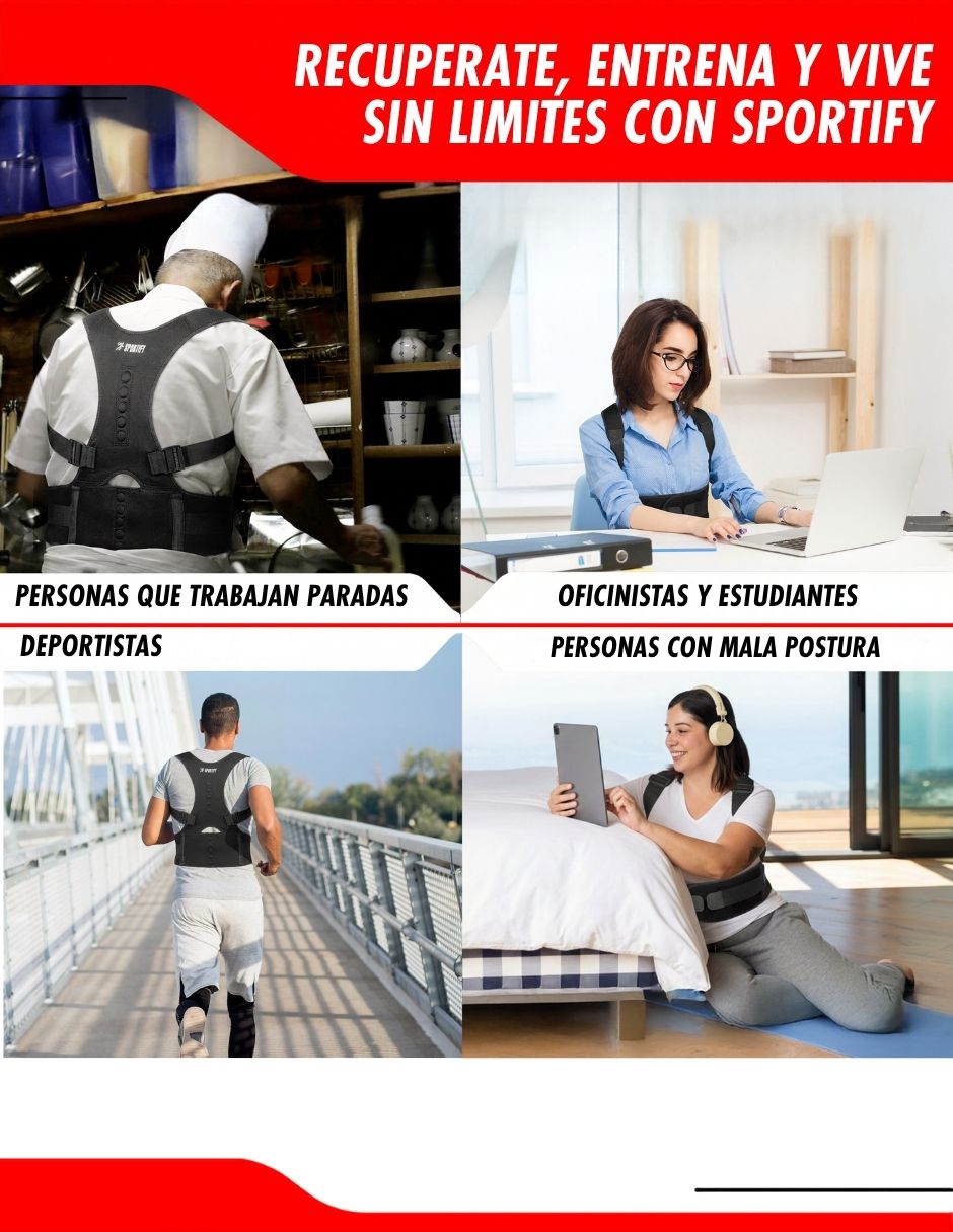 Faja espalda media superior con compresión media unisex 8