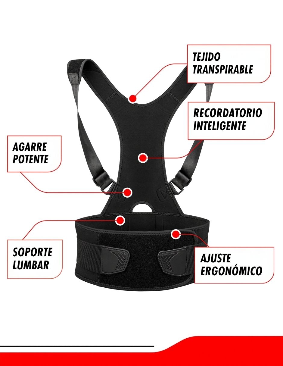 Faja espalda media superior con compresión media unisex 4