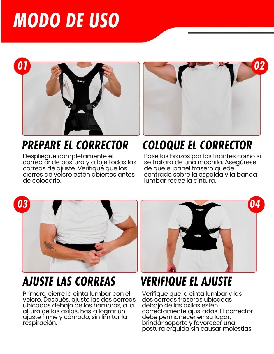 Faja espalda media superior con compresión media unisex 6