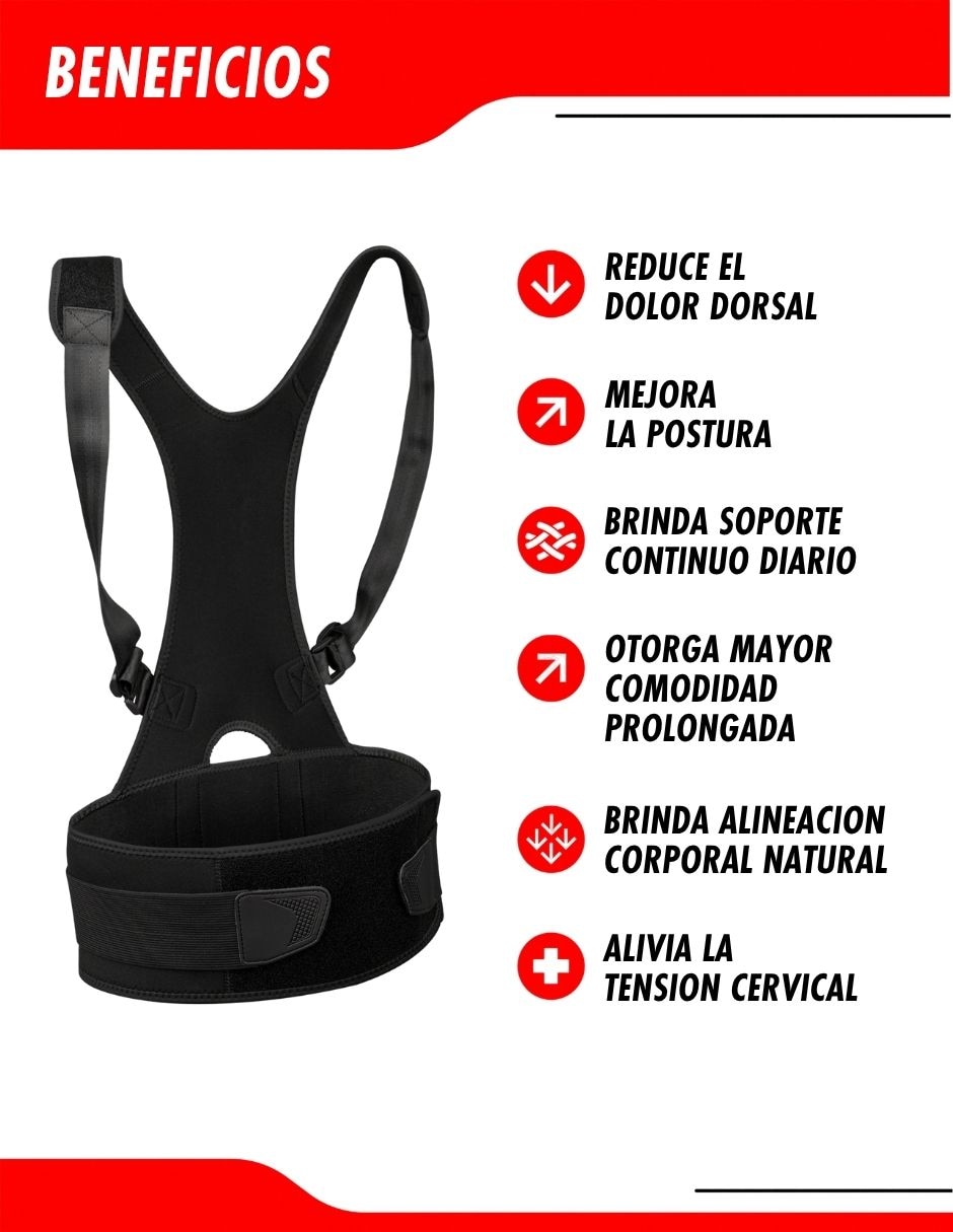 Faja espalda media superior con compresión media unisex 7