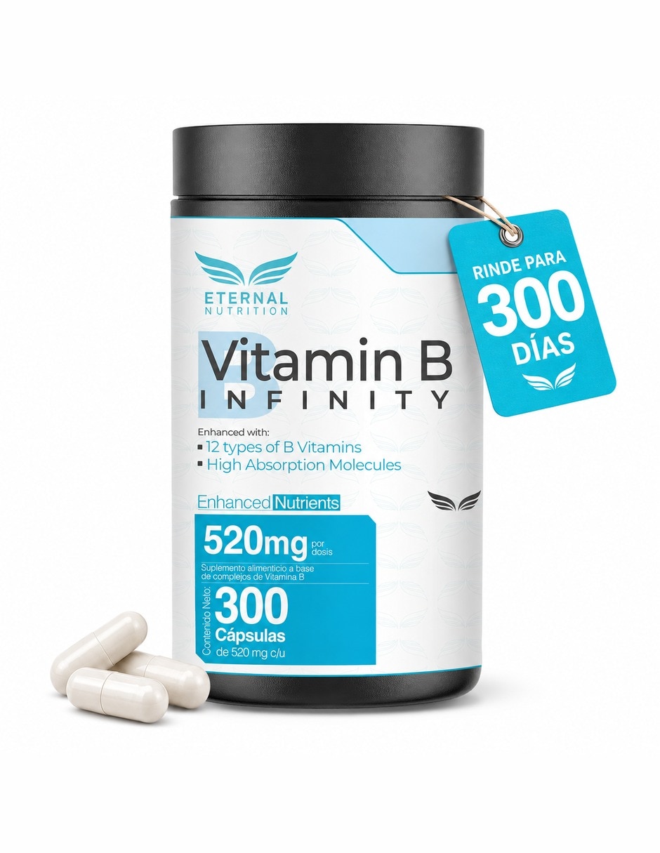 Complejo B Elevado con Vitaminas B1 B2 B3 B5 B6 B7 B9 y B12 vitamina C colina GABA myo-inositol de 300 cápsulas