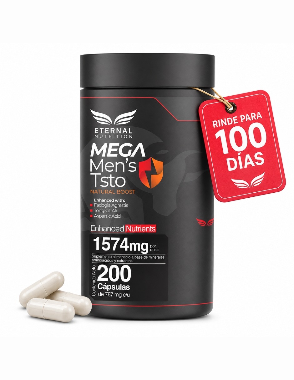 Mega Men's Testo con Tongkat Ali 1 Fuerza y Energía con Tribulus tongkat ali y maca