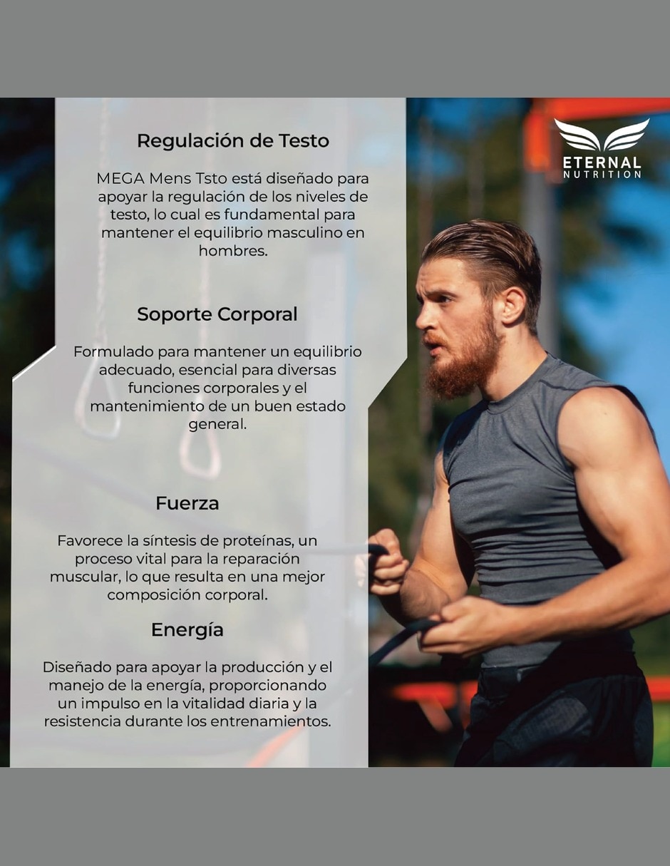 Mega Men's Testo con Tongkat Ali 1 Fuerza y Energía con Tribulus tongkat ali y maca