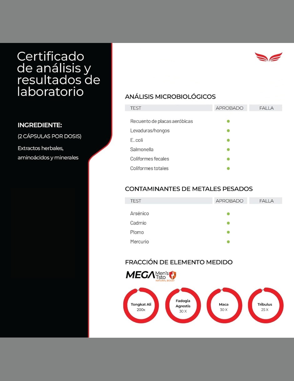 Mega Men's Testo con Tongkat Ali 1 Fuerza y Energía con Tribulus tongkat ali y maca 6