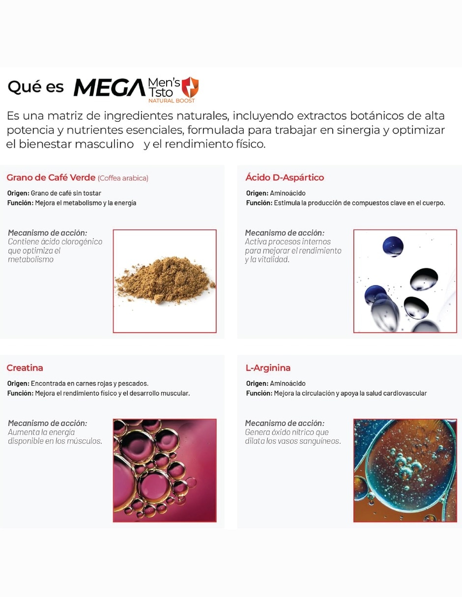 Mega Men's Testo con Tongkat Ali 1 Fuerza y Energía con Tribulus tongkat ali y maca 7