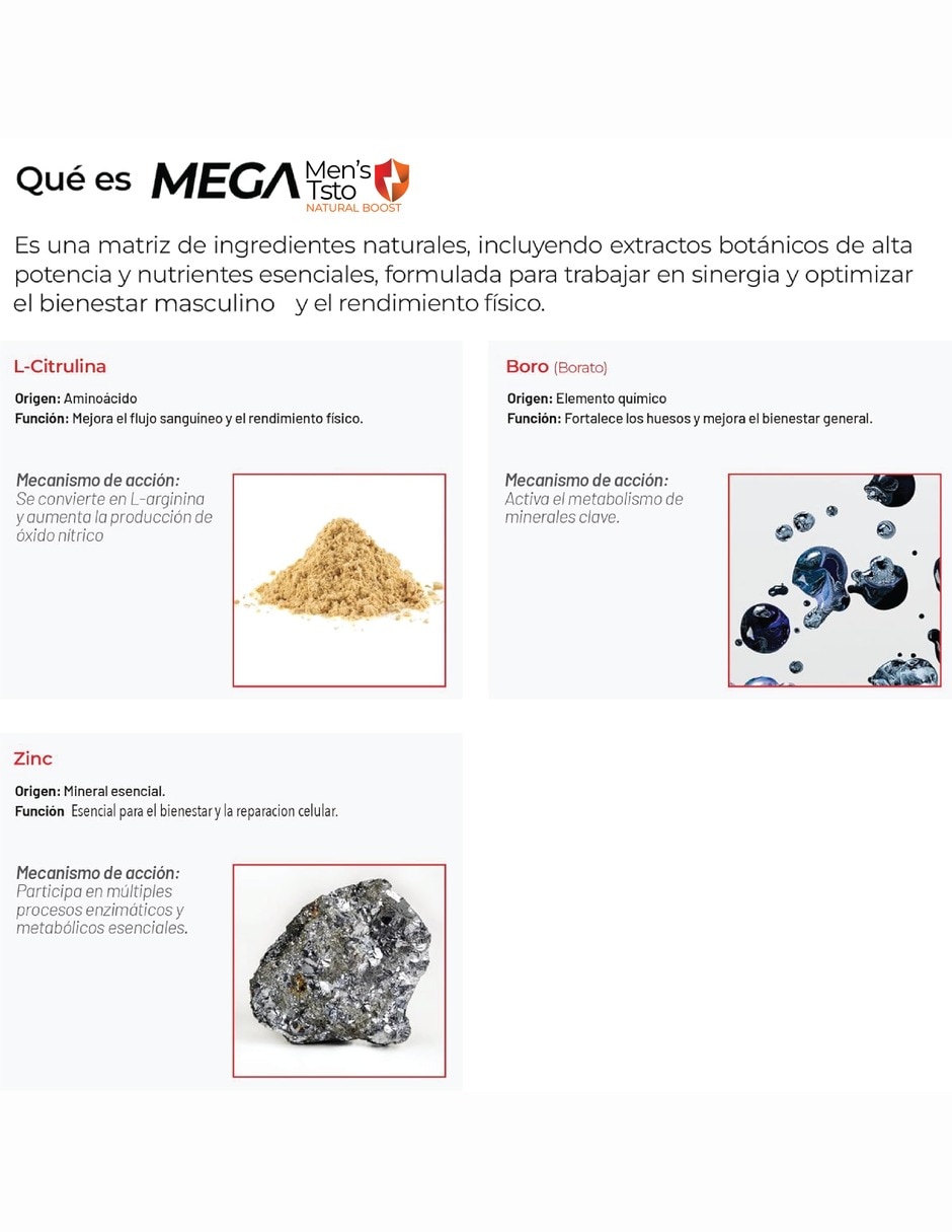 Mega Men's Testo con Tongkat Ali 1 Fuerza y Energía con Tribulus tongkat ali y maca 9