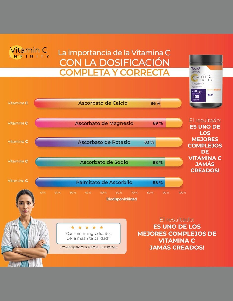 Vitamina C con L-Glutatión zinc y vitamina D3 Antioxidante bioflavonoides cítricos equinácea jengibre curcumina