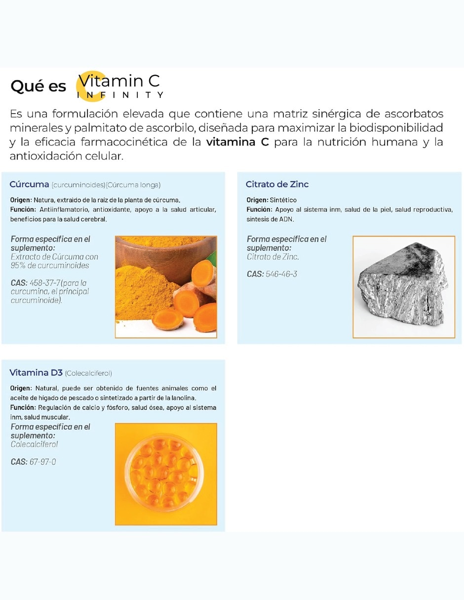 Vitamina C con L-Glutatión zinc y vitamina D3 Antioxidante bioflavonoides cítricos equinácea jengibre curcumina 6
